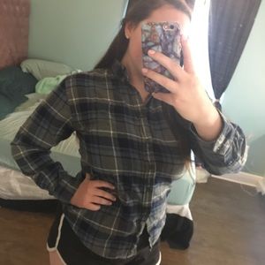 Blue and gray plaid flannel